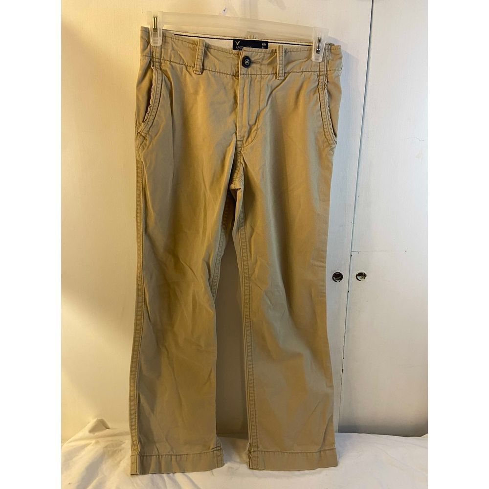 American Eagle khaki tan pants‎ split hems 30x28